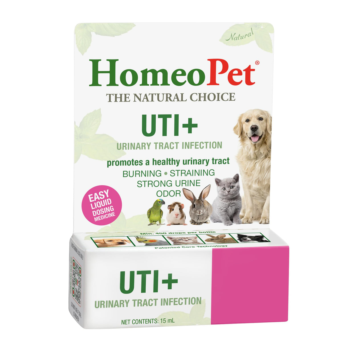 HomeoPet UTI+ Urinary Tract Relief, Safe and Natural Dog and Cat UTI Supplement, 15 Milliliters
