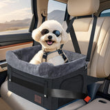 PetsHome Dog Car Seat for Small Dogs, Detachable Washable Pet Booster Seat with Storage Pocket, Breathable Mesh, Safety Leash, Adjustable Straps for Small Pets Up to 25lbs-Black