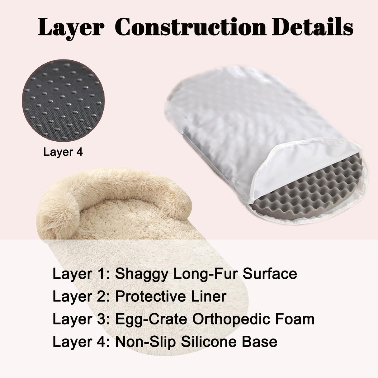 Doimier Calming Dog Beds for Medium Large Dogs, Orthopedic Cushion Plush Large Pet Bed Lounge with Washable Cover, Anti-Anxiety Soft Fluffy Faux Fur Fits up to 60 lbs Pets (Oval, Beige 40"x30")