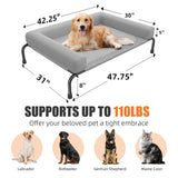 Simple Trending Elevated Dog Bed for Large Dogs, Cooling Raised Dog Cot with Bolsters, Breathable Pet Bed for Outdoor, 47.75" x 31", Grey