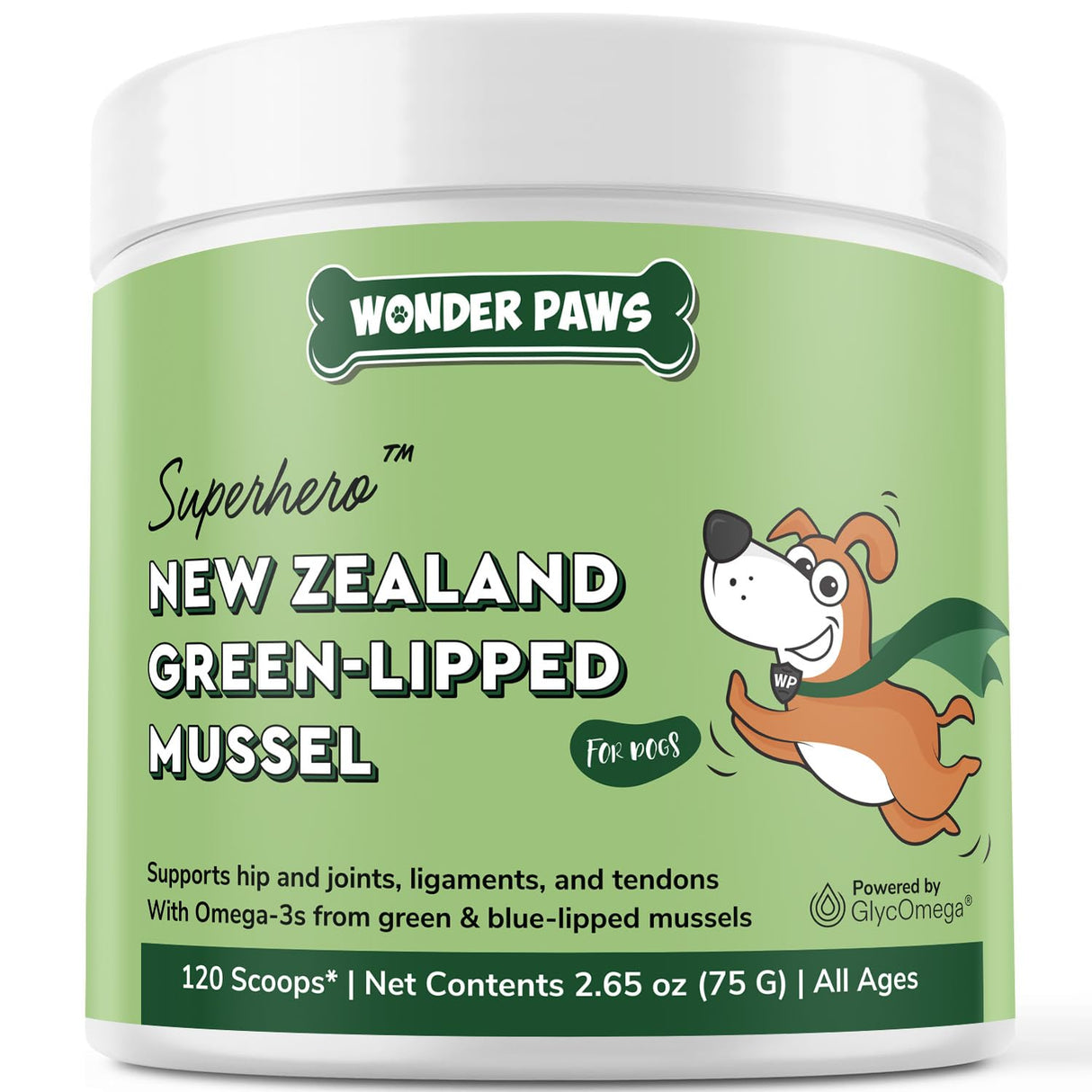 Premium Green Lipped Mussels for Dogs – Pure New Zealand Green Lipped Mussel Powder with Blue Lipped Mussels for Dogs – for Hip and Joint Flexibility, Mobility, Strength, Tendons and Muscles – 2.60oz