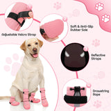 Dog Shoes, Waterproof Dog Boots & Paw Protectors, Breathable Dog Booties with Anti Slip Sole for Winter Snowy Day, Rainy Weather Indoor and Outdoor (Size 8, Pink)