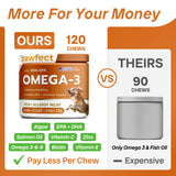 PAWFECTCHEW Fish Oil Omega 3 for Dogs - Allergy Relief - Joint Health - Itch Relief, Shedding - Skin and Coat Supplement - Alaskan Salmon Oil Chews - Omega 3 6 9 - EPA & DHA Fatty Acids