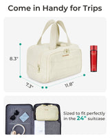 BAGSMART Travel Toiletry Bag, Crush Toiletry Bag for Women, Wide-open Puffy Toiletry Bags for Traveling, Large Travel Cosmetic Makeup Bag Organizer for Accessories,Toiletrie, Beige