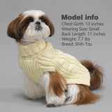 KYEESE Dog Sweaters for Medium Dogs with Golden Thread Turtleneck Dog Cable Knit Pullover Sweaters for Cold Weather, Beige, X-Large