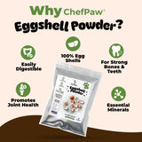8oz ChefPaw Eggshell Powder for Dogs – Natural Calcium Supplement for Bone Health - Free Chefpaw Nutrition App Access – 100% Powderized - Safe for Homemade and Raw Dog Food Diets
