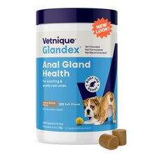Load image into Gallery viewer, Vetnique Glandex Anal Gland Soft Chew Treats with Pumpkin for Dogs Digestive Enzymes, Probiotics Fiber Supplement for Dogs Boot The Scoot (Peanut Butter Chews, 120 Count)
