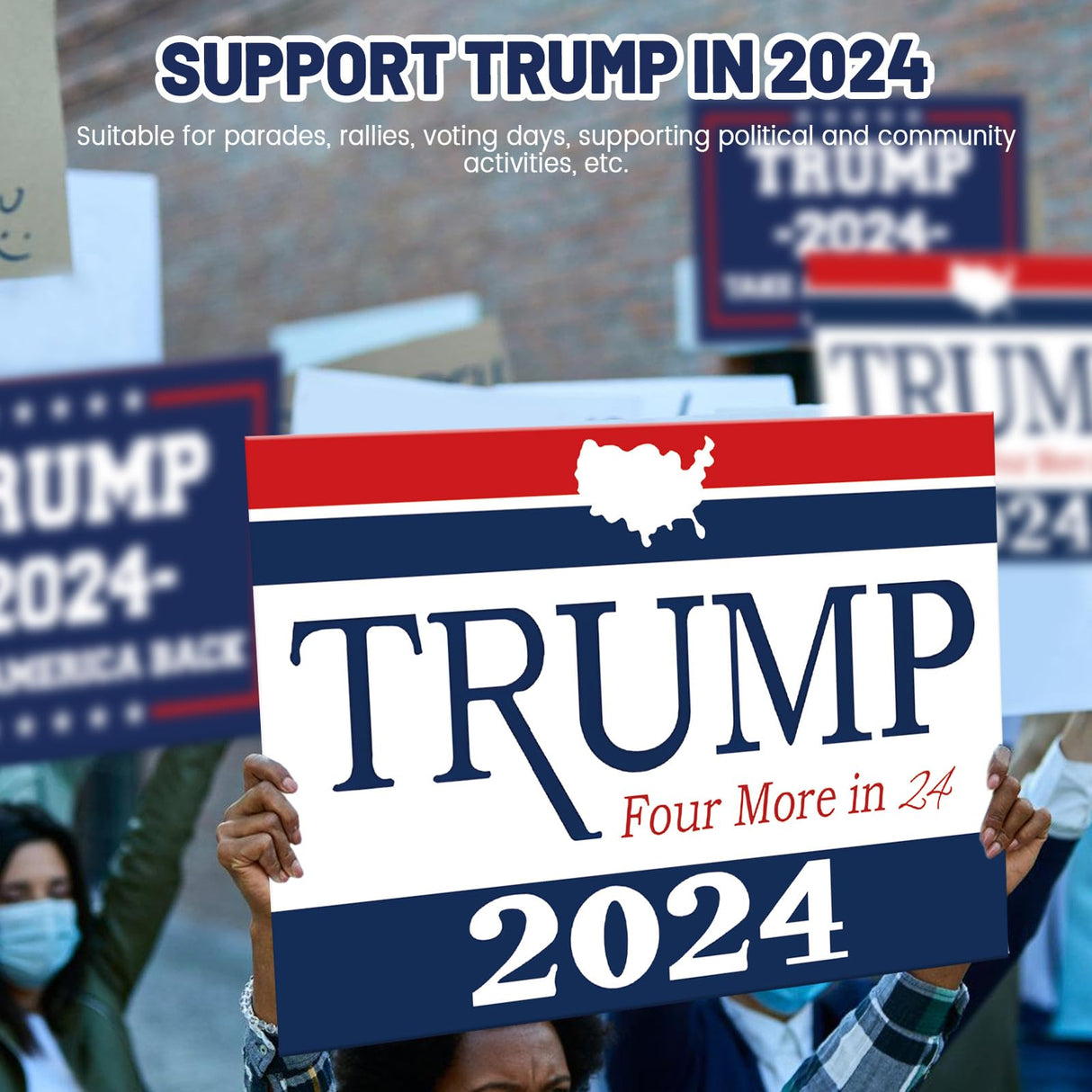 Subacy 2 PCS Trump 2024 Yard Sign 17.3 * 11.8 Inches, Double Sided Trump Yard Signs with Metal H-Stake, Take America Back Signs, Outdoor Lawn Yard Signs Decorations (Blue+White)