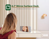 Neasroe Digital Alarm Clock, 6.7" Mirror Clocks Large Numbers LED Display for Bedrooms - Auto Dimmer, Time and Date, Room Temperature, Snooze, 12/24 Hour for Teens, Elderly, USB Powered(White)