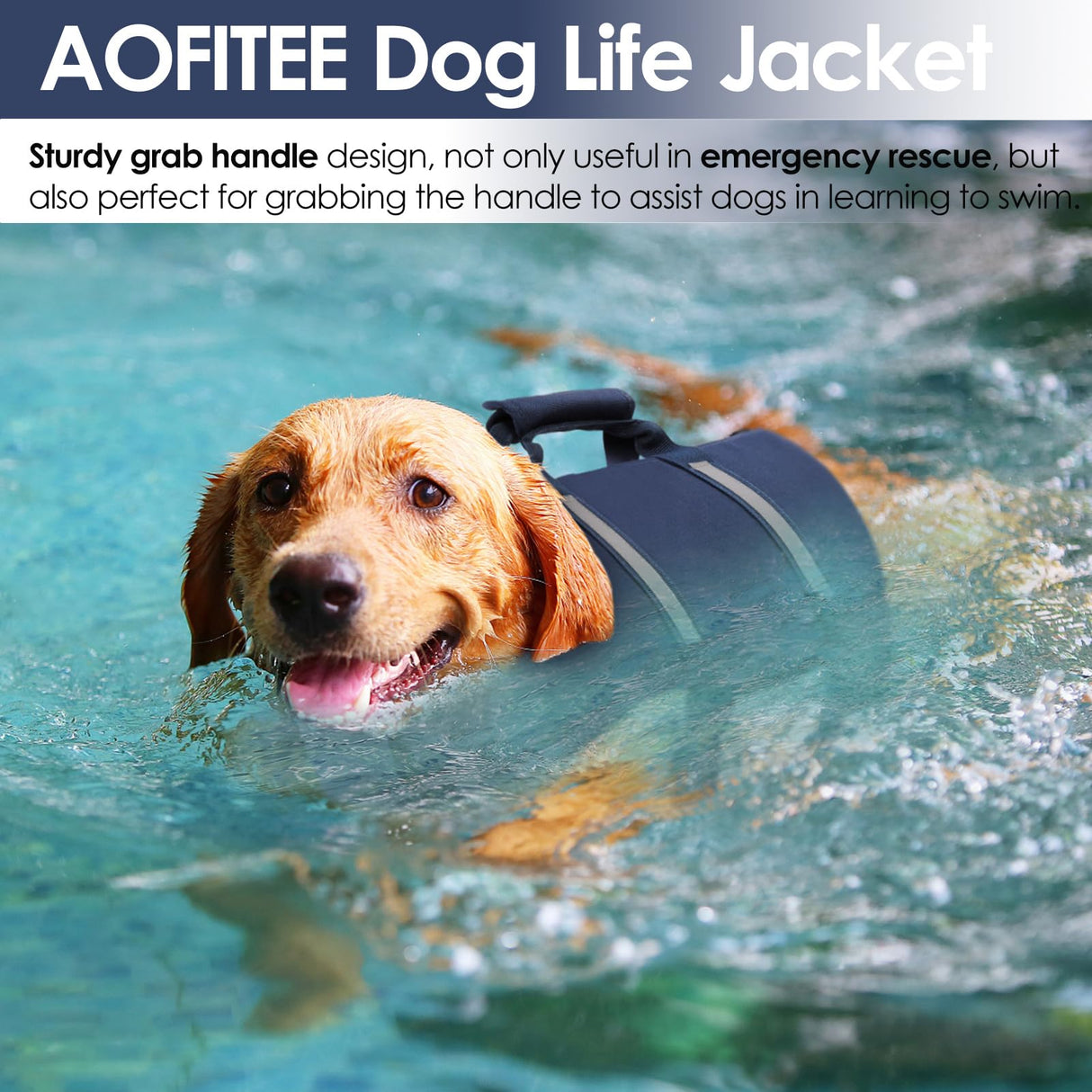 AOFITEE Dog Life Jacket, Dog Life Vest with Zipper and High Flotation, Reflective Dogs Swimming Vest, Adjustable High Buoyancy Pet Swimsuit Lifesaver for Small Medium and Large Dogs, L