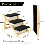 BRIKY 19.5" H Dog Stairs for Small Dogs, Non-Silp Wooden Dog Steps for Bed and Couch, Foldable 3-Step Pet Stairs for Medium Dogs and Old Cats, No Assembly Required