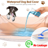 Dog Bed Covers Replacement Washable for Round & Donut Bed Waterproof Dog Bed Sheets Soft & Noiseless Pet Bed Cover 36" x 36" x 10" Beige