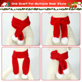 BWOGUE 2-Piece Knitted Dog Christmas Scarf & Bandana with White Pom Pom for Medium/Large Dogs - Winter Warm Holiday Pet Costume Accessory (Red, Green)