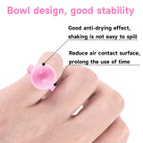 100PCS Pink Disposable Plastic Nail Art Tattoo Glue Rings Holder Eyelash Extension Rings Adhesive Pigment Holders Finger Hand Beauty Tools (Pink)