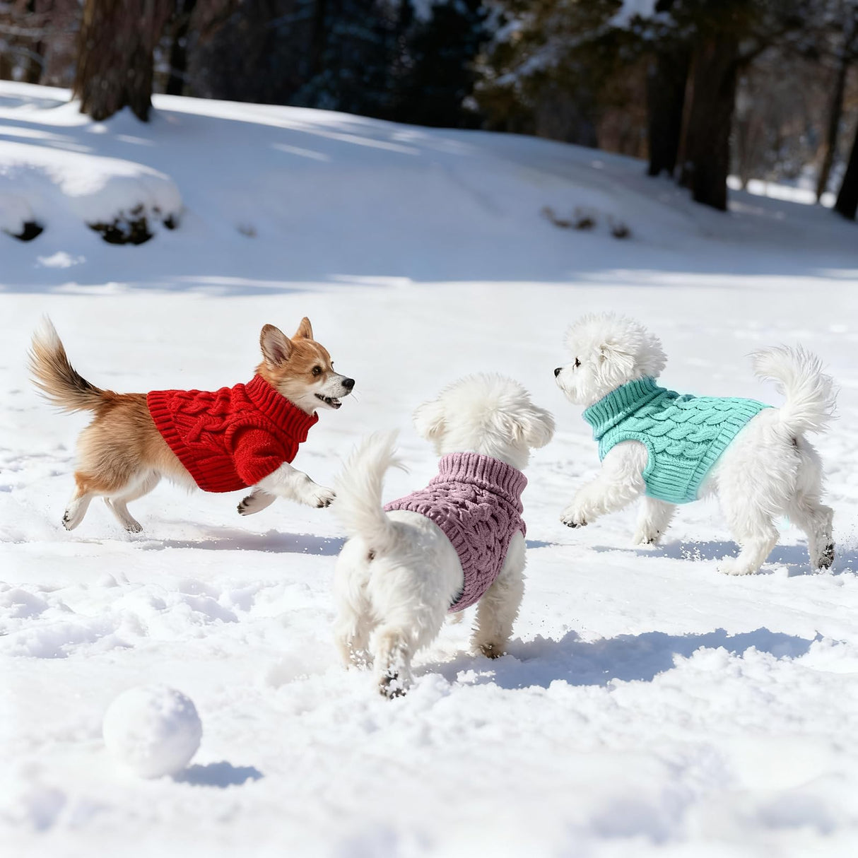 Adboros 6 Pack Warm Small Dog Sweater Puppy Small Medium Warm Cloth in Winter Cable Knitwear Pet Cat Turtleneck Knitted Sweaters Cold Weather for Boy Girl Pet Chihuahua Doggie, Six Colors (L)