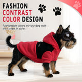Nibnozy Dog Hoodie with Fleece Lining - Premium Winter Warm Dog Sweater for Small, Medium Dogs, Puppy - Dogs Sweatshirt Contrast Color Design (Red&Black, L)