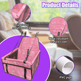 UHANBUT Pet Car Seat, Breathable & Waterproof Oxford Dog Car Booster Seats with Seat Belt and Mesh Window, Portable Foldable Travel Look Out Bag for Small Medium Dogs & Cats (Pink, 1PC)