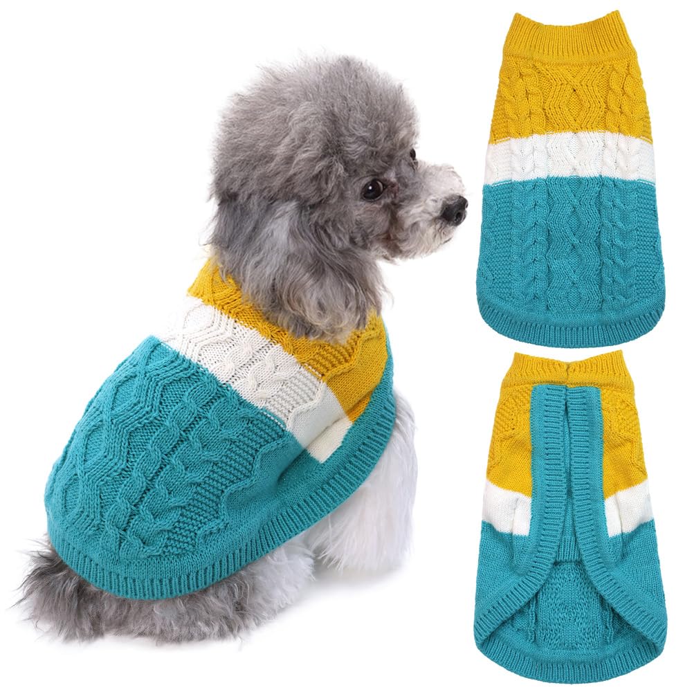 SHIAOMIN Knitted Dog Sweater - Color Block Thick Warm Dog Clothes Pet Winter Coat, Puppy Outfits Cat Apparel for Small Medium Dogs Cats Boy Girl Pet (XX-Large)