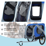 Large Dog Trailer for Bike, Folding Bike Trailer for Dogs with 18.9" Wheels, 120LB Capacity All-Terrain Pet Carrier, Universal Bicycle Coupler (Blue+Grey)