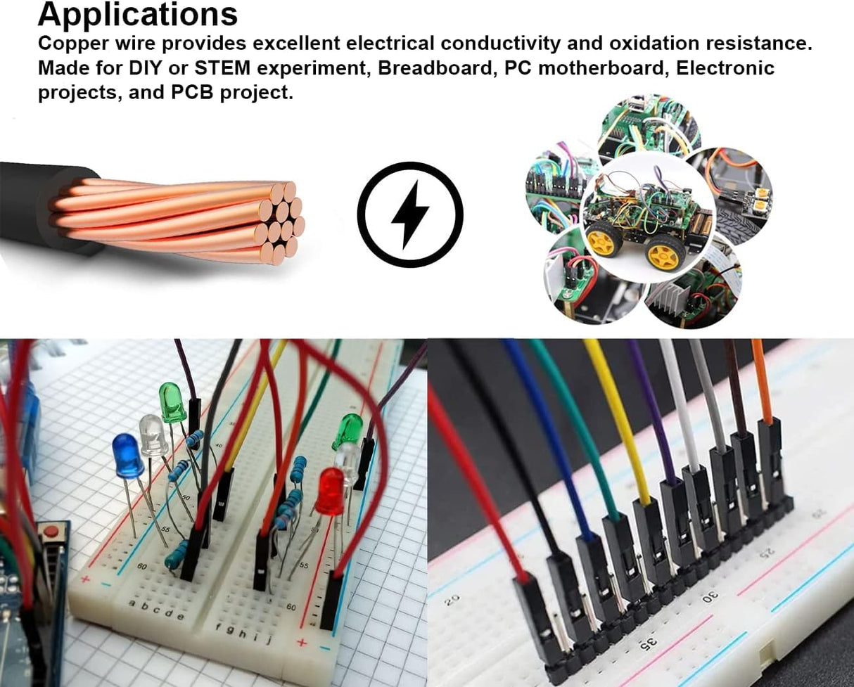 40pcs 20 cm (8 inch) Female to Female Multicolored Dupont Wire Breadboard Jumper Ribbon Cables Compatible with Arduino Projects(F/F)