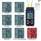 Thermocouple Thermometer Digital K Type Thermometer with 4 Thermocouples, -328~2500℉ Measuring Range HVAC Thermometer Dual Channels Temperature Meter Gauge with LED Backlight & ADJ Compensation