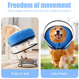 2-in-1 Soft Inflatable Dog Cone Collar Alternative with Enhanced Anti-Licking Guard Shield, Dog Donut Collar After Surgery, Adjustable Cones for Large Medium Small Dogs and Cats (Blue,L)