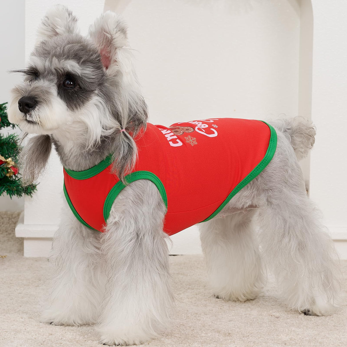 XPUDAC 4 Pack Christmas Dog Shirts Doggy Sleeveless Vest for Small Medium Large Dogs Boy Girl Xmas Puppy Tank Top Tee Shirts Pet Outfit Costume Cat Apparel, Red, Green, Black, 4XL