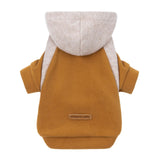 Fitwarm Color Block Dog Hoodie Sweater, Winter Clothes for Small Dogs Boy Girl, Lightweight Pet Hooded Sweatshirt, Brown, Beige, XL