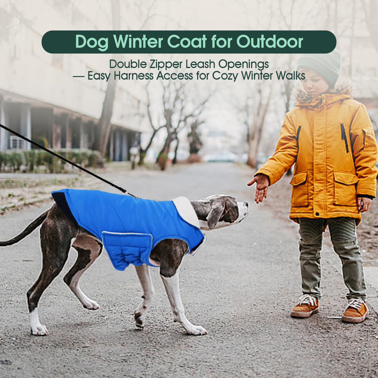 Kuoser Dog Coat Small, Cold Weather Reflective Waterproof Dogs Jacket with Warm Fleece Lining, Turtleneck Dog Winter Coat with Zipper, Doggy Snow Jacket Pet Coats for Small Medium Large Dogs, Blue S