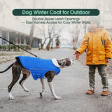Kuoser Dog Coat Small, Cold Weather Reflective Waterproof Dogs Jacket with Warm Fleece Lining, Turtleneck Dog Winter Coat with Zipper, Doggy Snow Jacket Pet Coats for Small Medium Large Dogs, Blue S