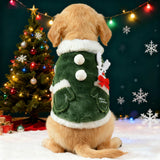 TIEEI Pet Christmas Costumes Dog Xsmas Tree Clothes Pet Christmas Party Apparel Soft Velvet Winter Sweater Dogs Cats Outfit