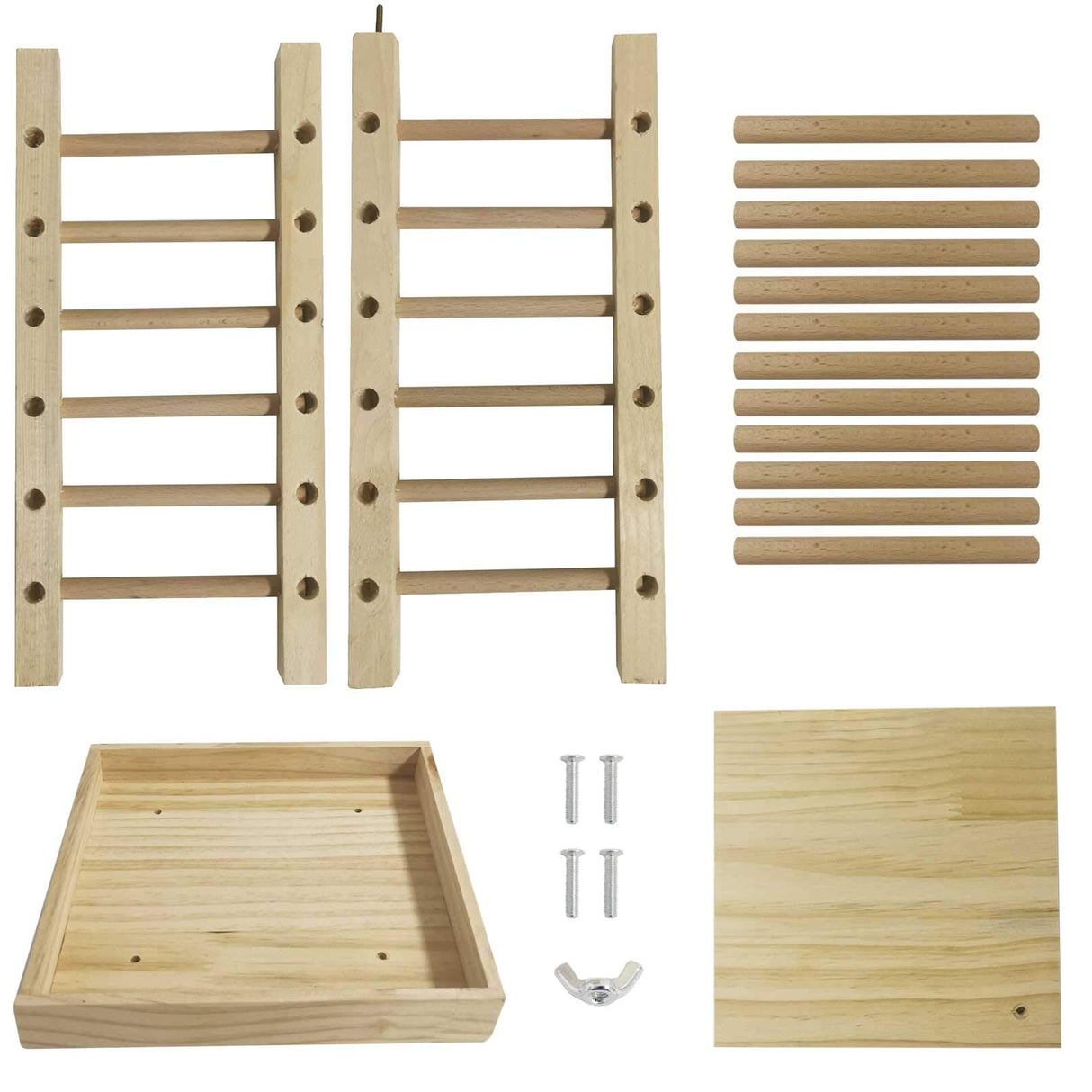 kathson Wooden Hay Feeder Rabbit Less Waste Food Feeding Rack Standing Pet-self Feeding Hay Manager Grass Holder Small Animals Cage Accessories for Bunny Chinchilla Guinea Pig