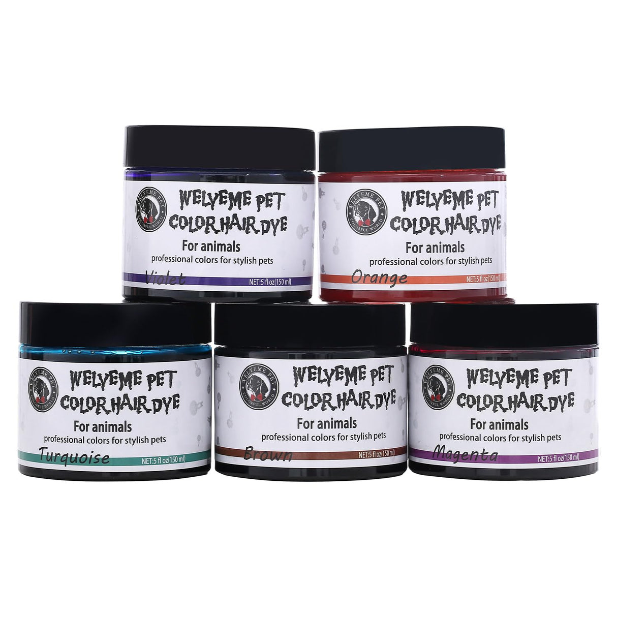 WELYEME Dog Hair Dye Rainbow, Permanent Pet Hair Dye, Professional Dog Safe Hair Dye, Bright Color for Dogs and Horses(Rainbow)