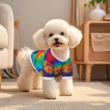 Custom Dog T- Shirt Personalized Breathable Clothes Tie Dye Rainbow Dog Shirt with Name Text Photo Logo Customized Shirts for Pets Puppy Cats