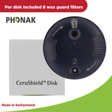Genuine OEM Switzerland Wax Guards Filters, Cerushield Disk v2.0 098-0445 Accessories for Phonak Hearing Aid Audeo Marvel Paradise Lumity Hearing Aid only using SDS 4.0 receiver-4 pack/32 Filter Total