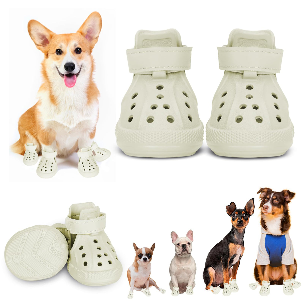 Dog Shoes for Medium Large Size, Breathable Dog Shoe for Hot Pavement, Dog Booties and Paw Protectors, Non-Slip Waterproof Dog Sandals Boots with Reflective for Rain, Summer, Hiking, Snow (Size 9)