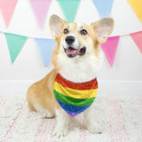 2 Pack Dog Bandanas LGBT Glitter Rainbow Pride Flag Milk Silk Pet Bandana Scarf Snap Button Triangle Bibs Kerchief Set Pet Holiday Accessories Decor for Puppy Dogs Cats M