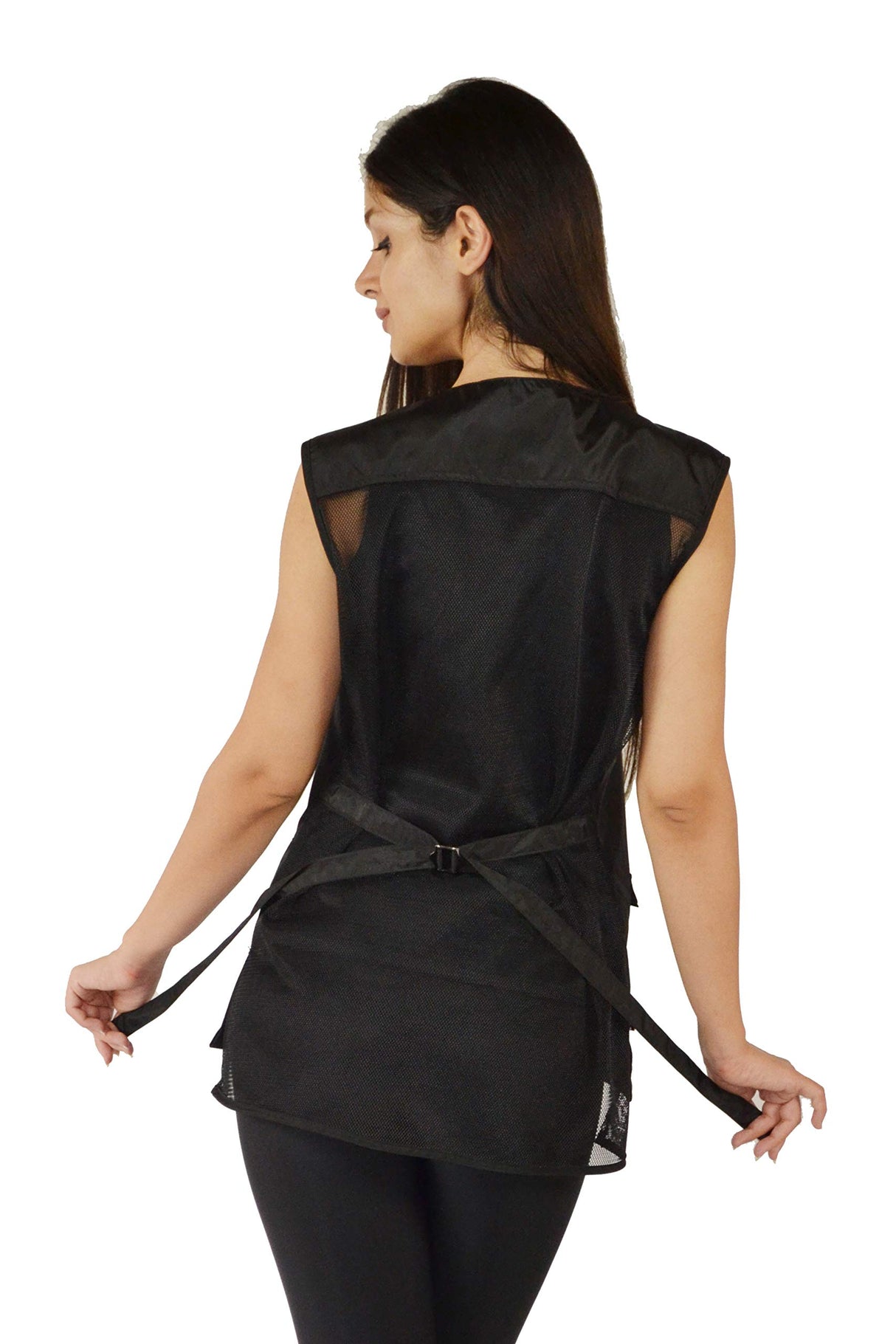 Ladybird Line 745 Black Adjustable Waterproof Lightweight Vest for Women with Pockets, Hair & Bleach Resistant Grooming and Styling Apron, Mesh Back Scrub Vest for Pet Groomers, Hair Stylists- 4XL