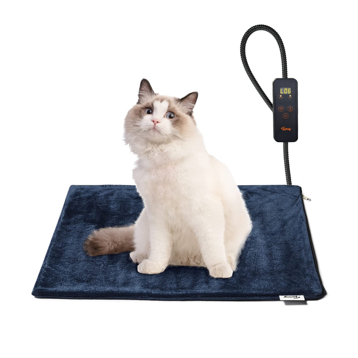 Toozey Pet Heating Pad, 6 Adjustable Temperature Heated Cat Bed with Timer, Waterproof Electric Heated Mat for Dogs and Cats, Chew Resistant Cord, Safe Indoor Use, 18x16in