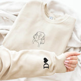 GodLover Custom Dog Mom Embroidered Sweatshirt, Personalized Pet Portrait Line Art Hoodie, Minimalist Dog Face Crewneck, Gift for Women, Pet Lovers, Birthday, Christmas