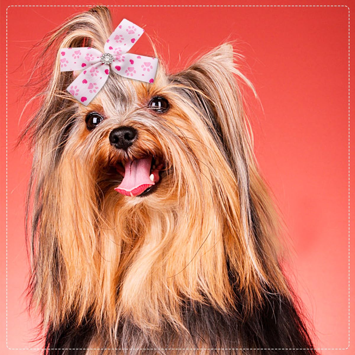 PET SHOW 50Pcs/25Pairs 4" Paw Pattern Big Dog Hair Bows Bulk with Alligator Clips for Medium Large Dogs Puppy Female Bowknot Topknot Girl Boy Pet Grooming Hair Accessories