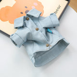 Love Hearts Dog Denim Jacket Clothes Pet Outfits Vest Jean Princess Puppy Jumpsuit Doggy Costume (Blue & Pink, X-Small)