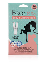 Fearless Tape - Double Sided for Clothing Body & Dresses (50 Strips) | Clear Fabric Tape for Clothes Skin | Adhesive Body Tape All Day Hold
