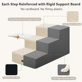 AODISMAN Dog Stairs for Large Dogs 18" H, Extra Wide Dog Steps for High Beds & Couches, 20" Wide Deep Steps, Non-Slip Dogs Ramp, 3-Step Pet Stairs, Beige