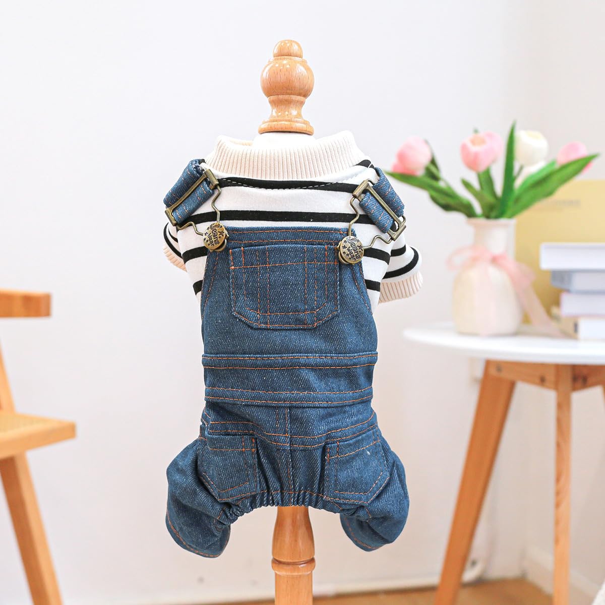 Dog Comfortable Soft Overalls Puppy Cute Sweater Shirt Corduroy Pants One-Piece Outfit Pet Stylish Winter Clothes for Small Dogs Chihuahua Dachshund Daily Holiday Jumpsuit Costume