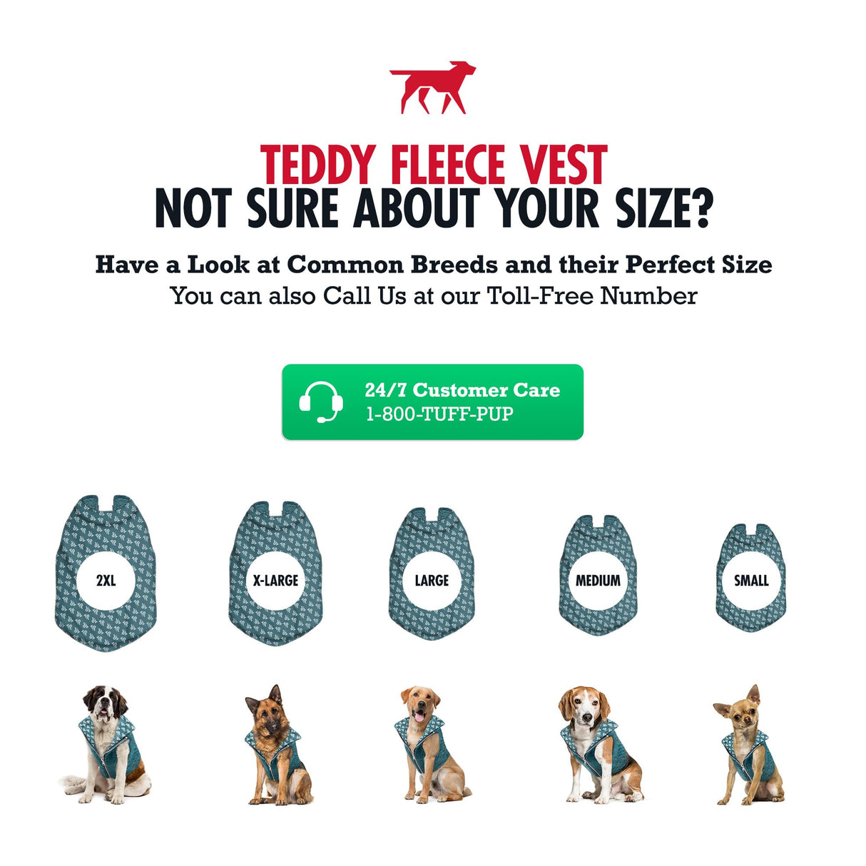 Tuff Pupper Reversible Fleece Sweater Vest for Dogs | Lightweight Comfortable Insulated Jacket | Front Zip Closure | Machine Washable | Built-in Leash Hole | Sizes for All Breeds (XL, Teal)