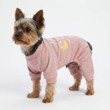 Fitwarm I Love You to The Moon and Back Dog Pajamas, Dog Clothes for Small Dogs Girl, Pet Onesie, Cat Outfit, Mid-Weight Velvet, Pink, Large