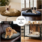 VERABE Washable Dog Bed for Extra-Large Dogs, 41x27 Inch Short Plush Oval Crate Pad with Non-Slip Bottom, Silver-Tipped High-Resilience Pet Mat,Brown