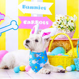 SilTriangle 100 Pcs Easter Dog Bandanas Bulk Colorful Easter Egg Bunny Carrot Dog Scarf Puppy Bibs Spring Cat Kerchief Holiday Bandanas for Small to Medium Pet