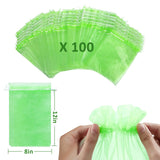 Toolifer 100 Pcs Fruit Protection Bags, 8''×12'' Vegetable Protection Bags Fruit Netting Bags with Drawstring, Fruit Tree Fruit Cover Bags Reusable Netting Bird Pest Barrier Bags for Garden Orchard